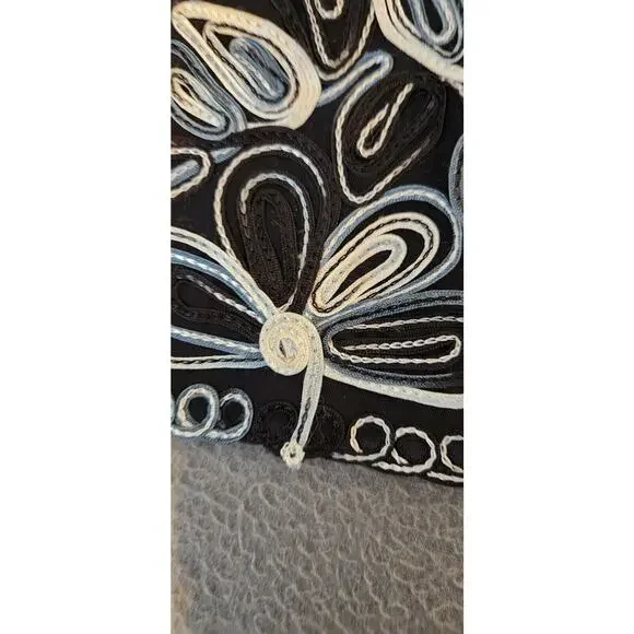 CS Casual Studio Women's Embroidered Floral Black Stretch Zip Jacket Size Sz‎ S - Picture 6 of 8